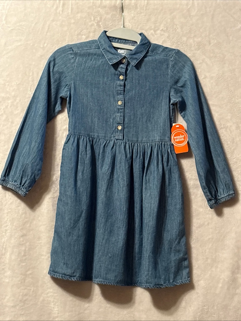 NWT wonder nation Denim Blue Button-Front Shirt Dress